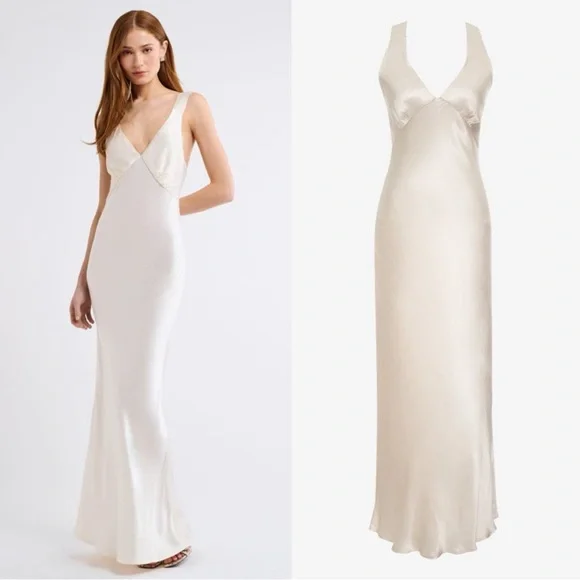 Rumored | Dresses | Rumored Sunset Strip Plunge Maxi Dress In Ivory |  Poshmark